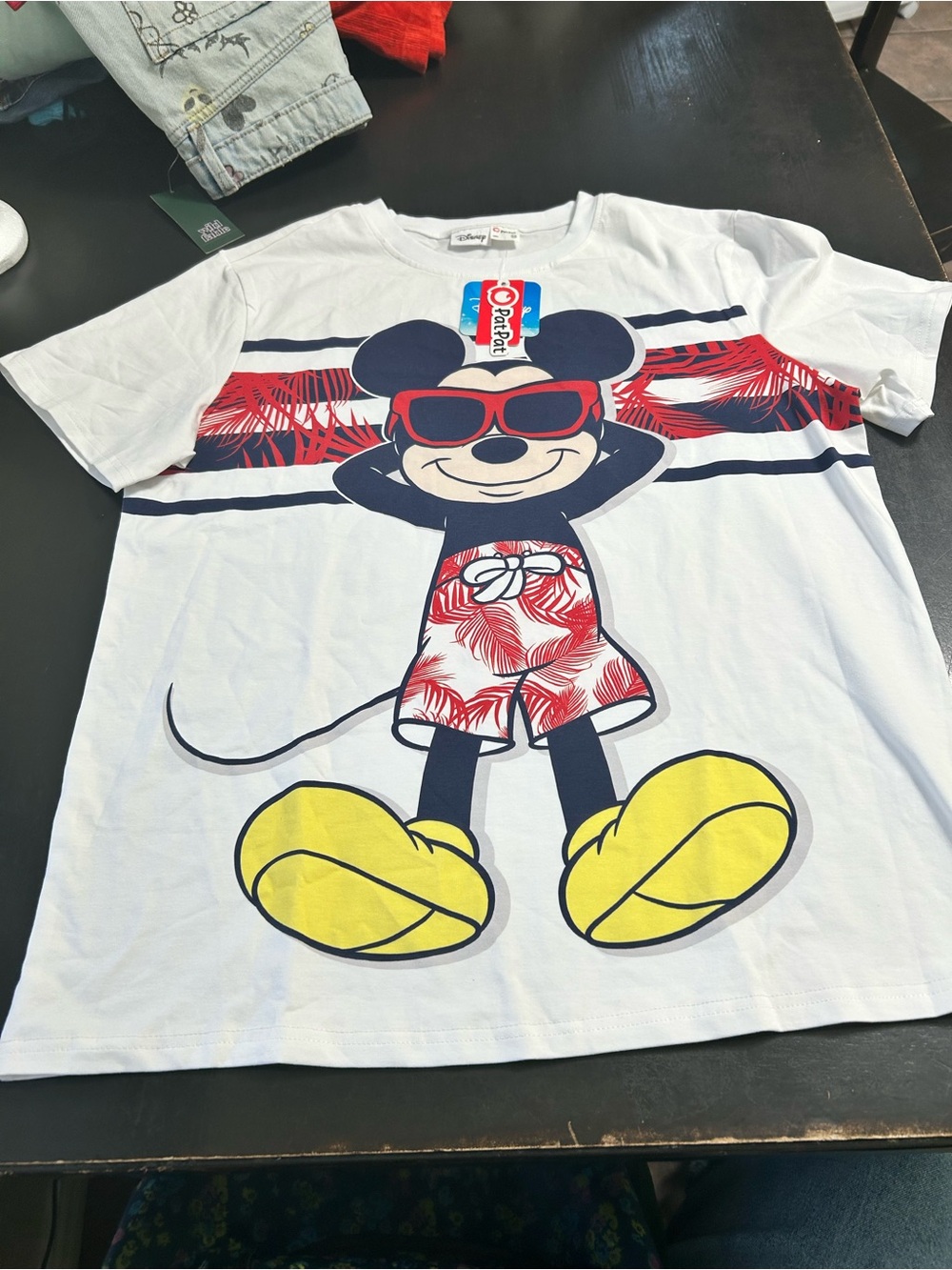 Disney White Short-Sleeve Mickey Graphic Tee with Red & Yellow Accents